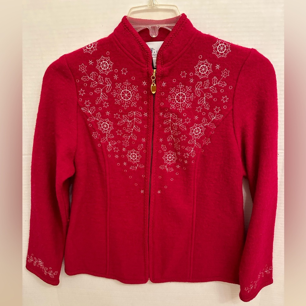 100% Boiled Wool Holiday Jacket Red Size PL NWOT
